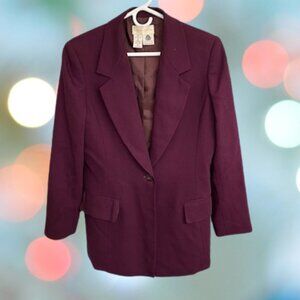 Casual Corner Vintage Purple Women's Blazer 100% Pure Wool 12